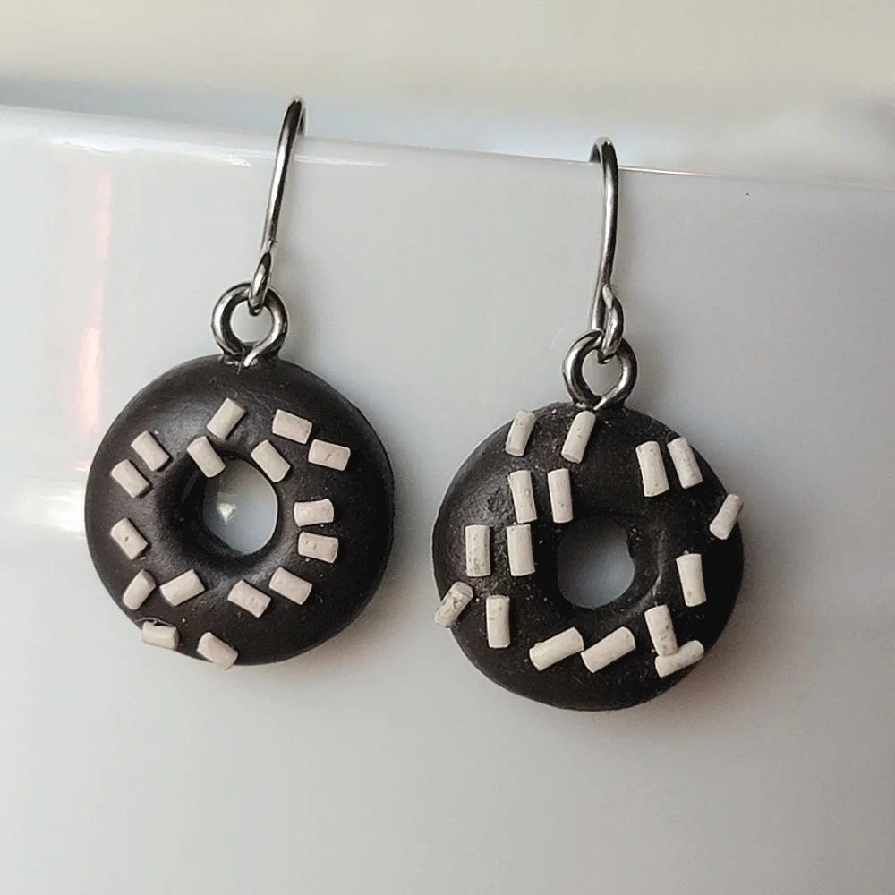 Chocolate Donut Earrings with Sprinkles